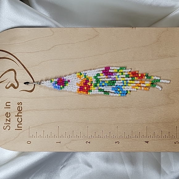 Beaded Tassel Long Drop Earrings, colorful - Picture 3 of 7